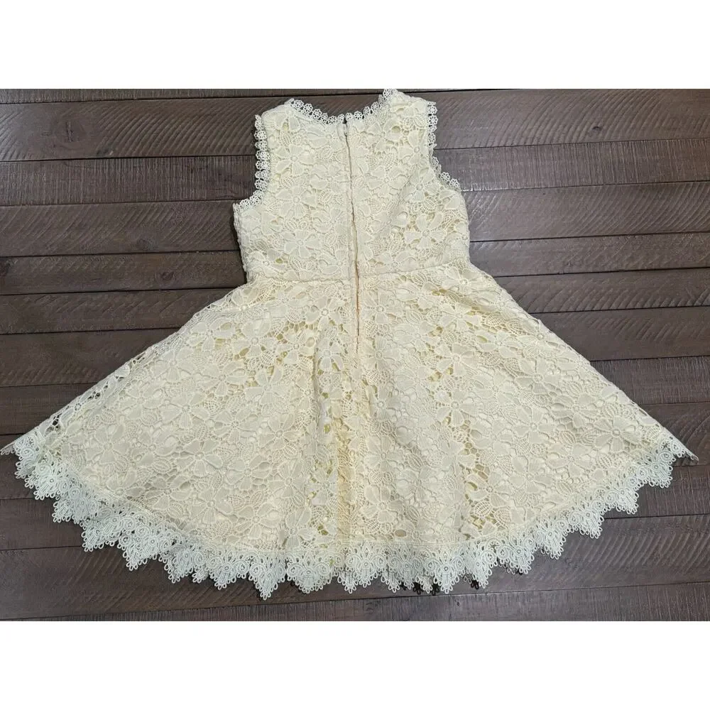 Rare Editions - Yellow Crochet A-Line Skater Dress - Girls Size 6